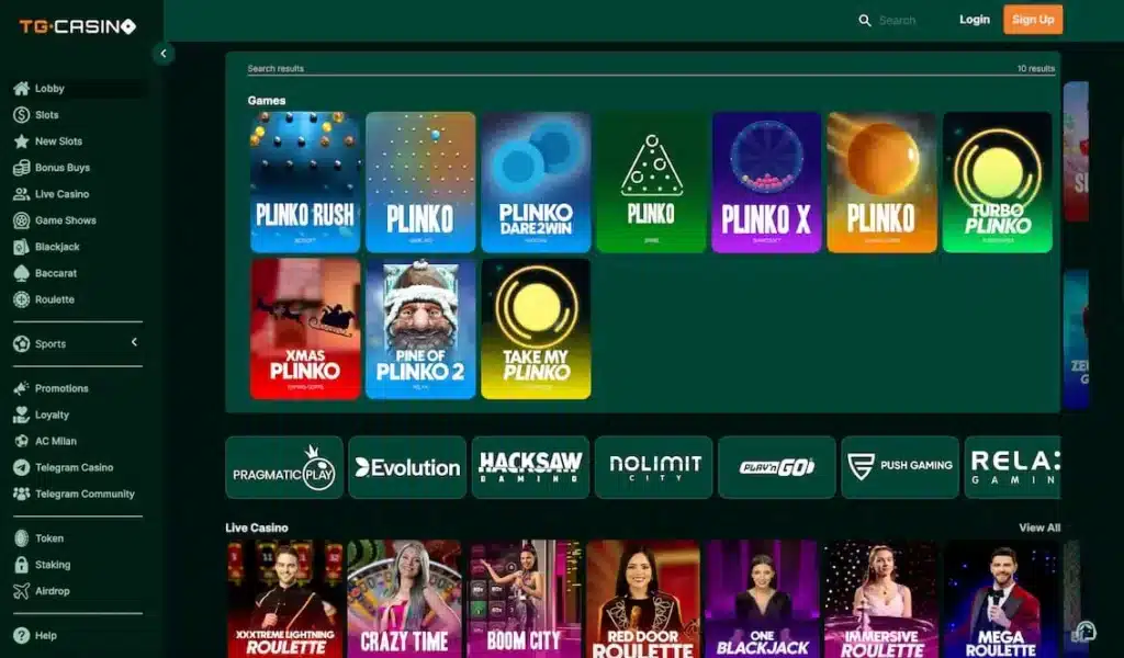   TG.Casino – Топ крипто казино за Plinko игра, 200% бонус нов клиент, интеграция с Телеграм бот