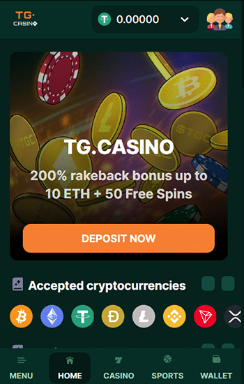 TG.Casino - най-доброто Телеграм крипто казино с 200%  рейкбек бонус